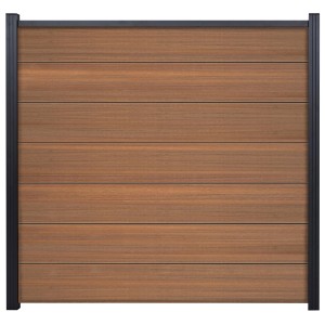 T&J Zaunset Tjörn mit 7 Lamellen in Mahagoni für Sichtschutzzäune.