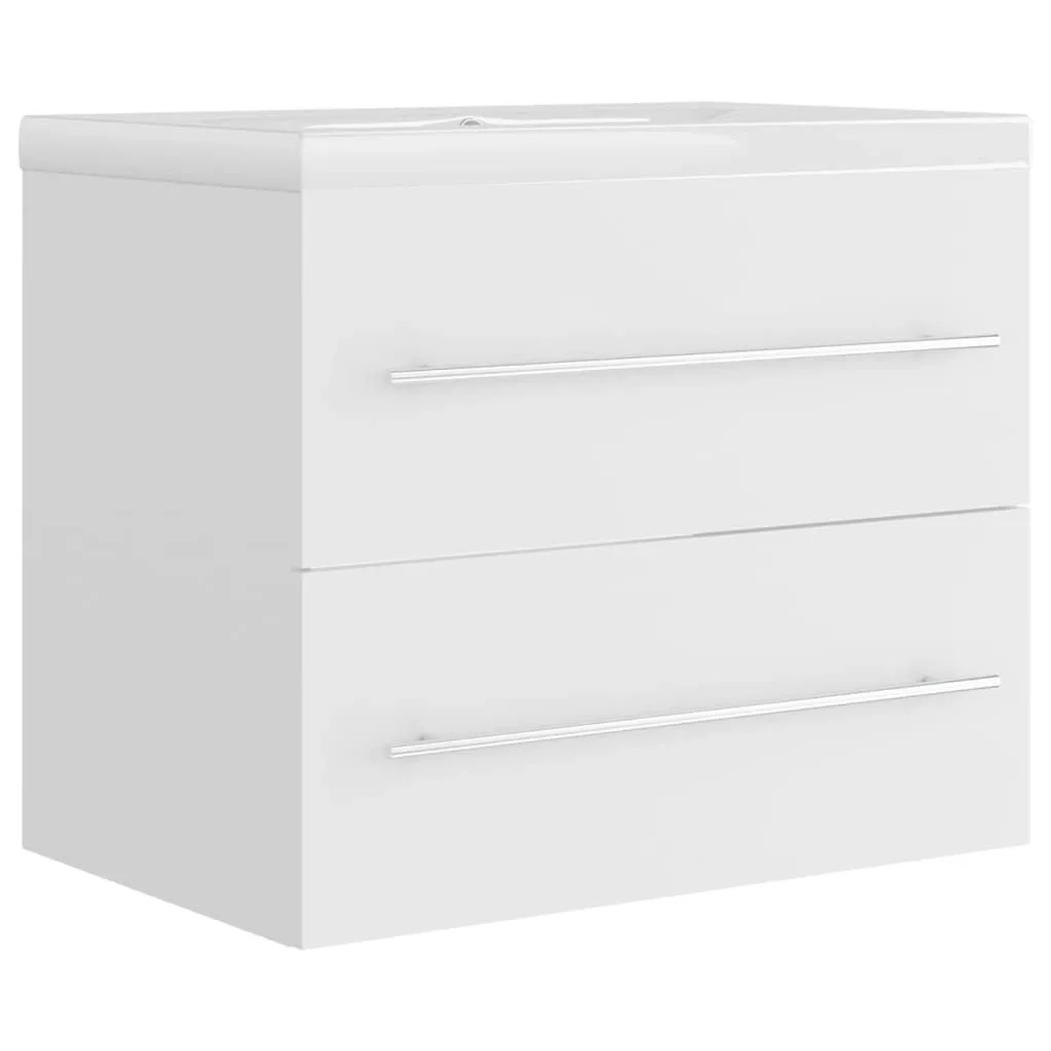 vidaXL Waschbeckenunterschrank mit Einbaubecken Weiß Holzwerkstoff 3099041