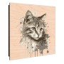 Banjado Schlüsselkasten mit Katzenportrait in Aquarell auf Holzfront, 30x30cm.