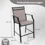 Costway Gartenstuhl 2er Set, hohe Stühle mit Metallrahmen in Kaffee, belastbar bis 180 kg.