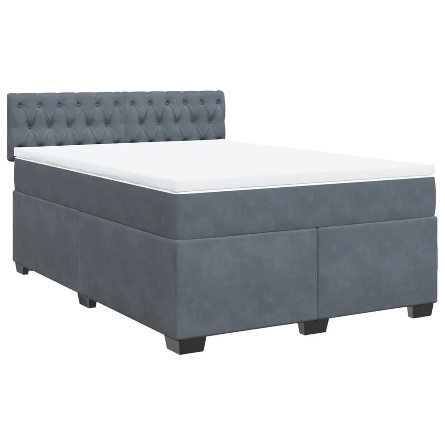 vidaXL Boxspringbett mit Matratze Dunkelgrau 140x190 cm Samt 3288613 günstig online kaufen