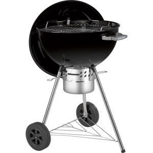 Schwarzer Jamestown Kugelgrill Brock XL Ø 57 cm mit Deckel und Rollen.