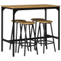 HOMCOM Bartisch-Set, 5-teilig im Industrie-Design mit rustikal brauner Tischplatte und vier Barhockern.