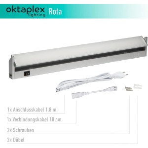 Oktaplex Rota LED Unterbauleuchte, 91cm, schwenkbar, neutralweiß, mit Zubehör.