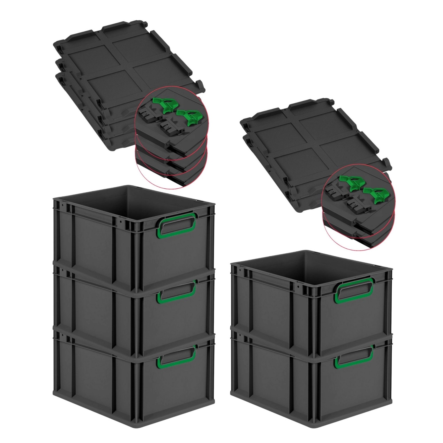 PROREGAL SuperSparSet 5x Eurobox Nextgen Color Mit Scharnierdeckel HxBxT 22 günstig online kaufen