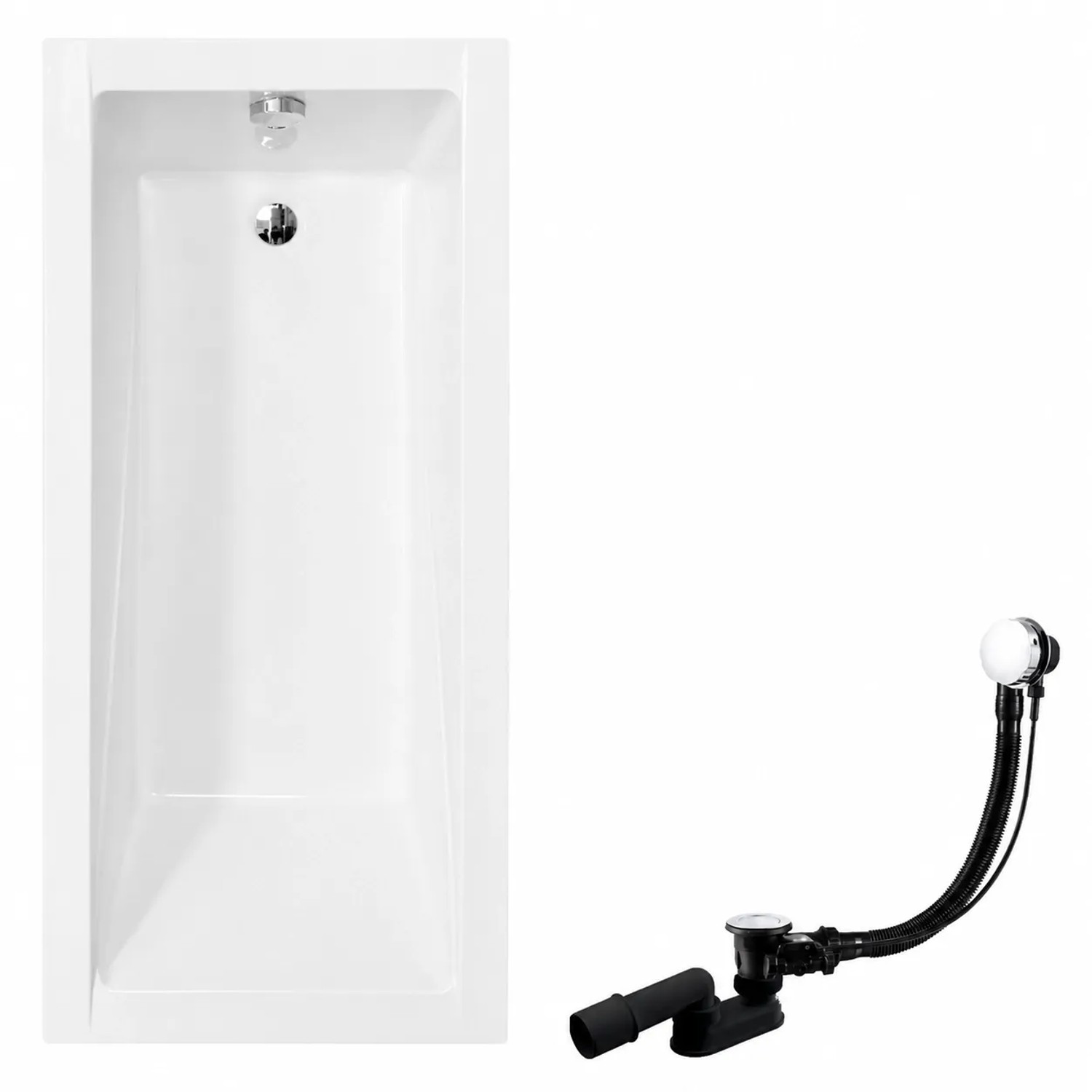 KOLMAN Badewanne Rechteck 140 x 70 Cm Mit Kopfstütze KODI Mit Bambus Badewannenablage Inkl. Ablauf Und Füße