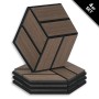 Homestyle4u Akustikpaneele Braun, 4er Set, Hexagon Wandpaneele aus Holz.
