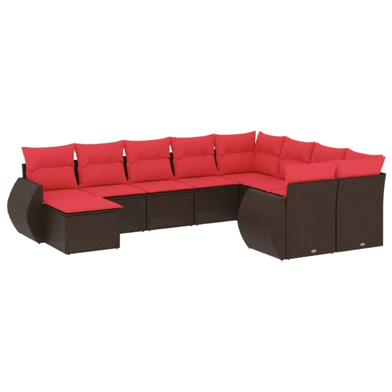 vidaXL 10-Tlg Gartensofa-Set mit Kissen Braun Polyrattan 3221863