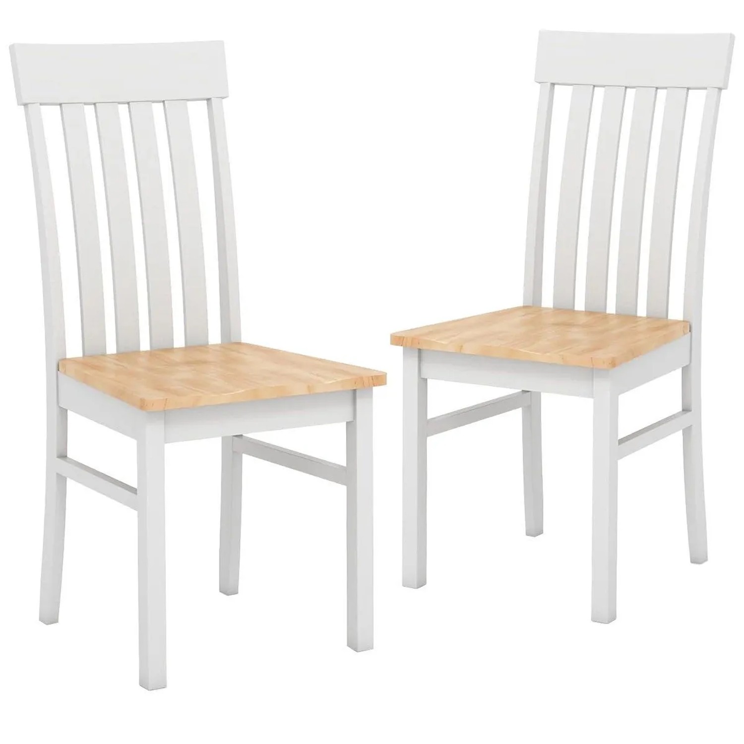 Costway 2er Set Esszimmerstühle Holz mit Rückenlehne Weiß & Natur günstig online kaufen