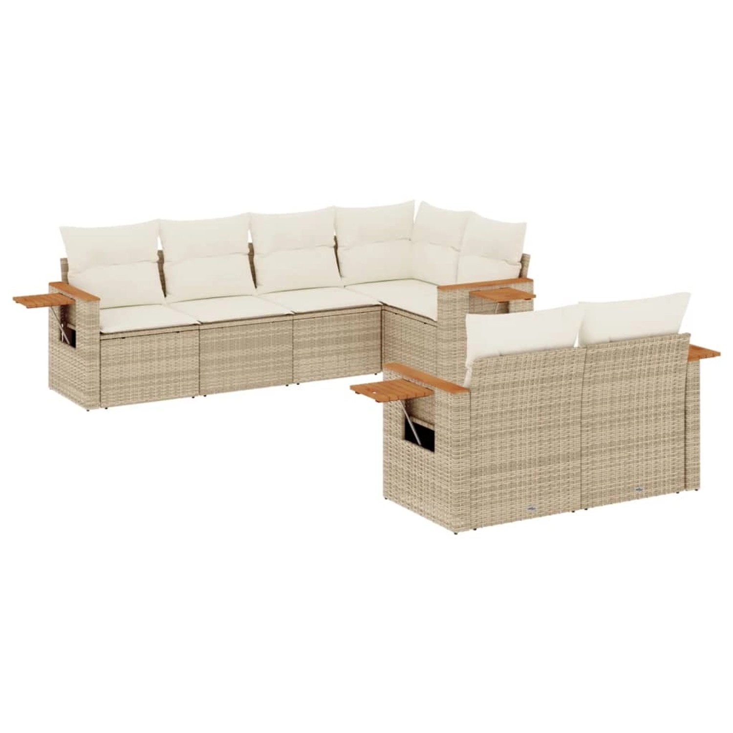 vidaXL 7-Tlg Garten-Sofagarnitur mit Kissen Beige Poly Rattan 3226982 günstig online kaufen
