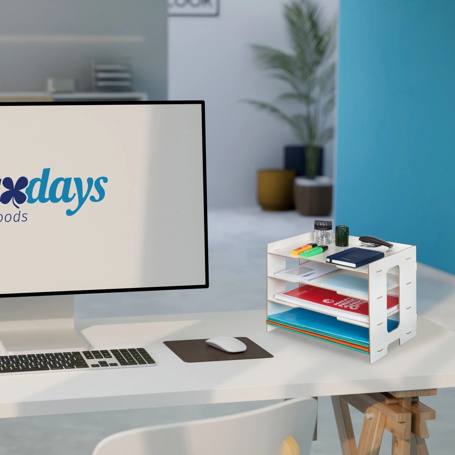 Relaxdays Briefablage MDF Weiß mit 3 Fächern 27 cm x 32,5 cm x 25 cm 1,2 kg_2