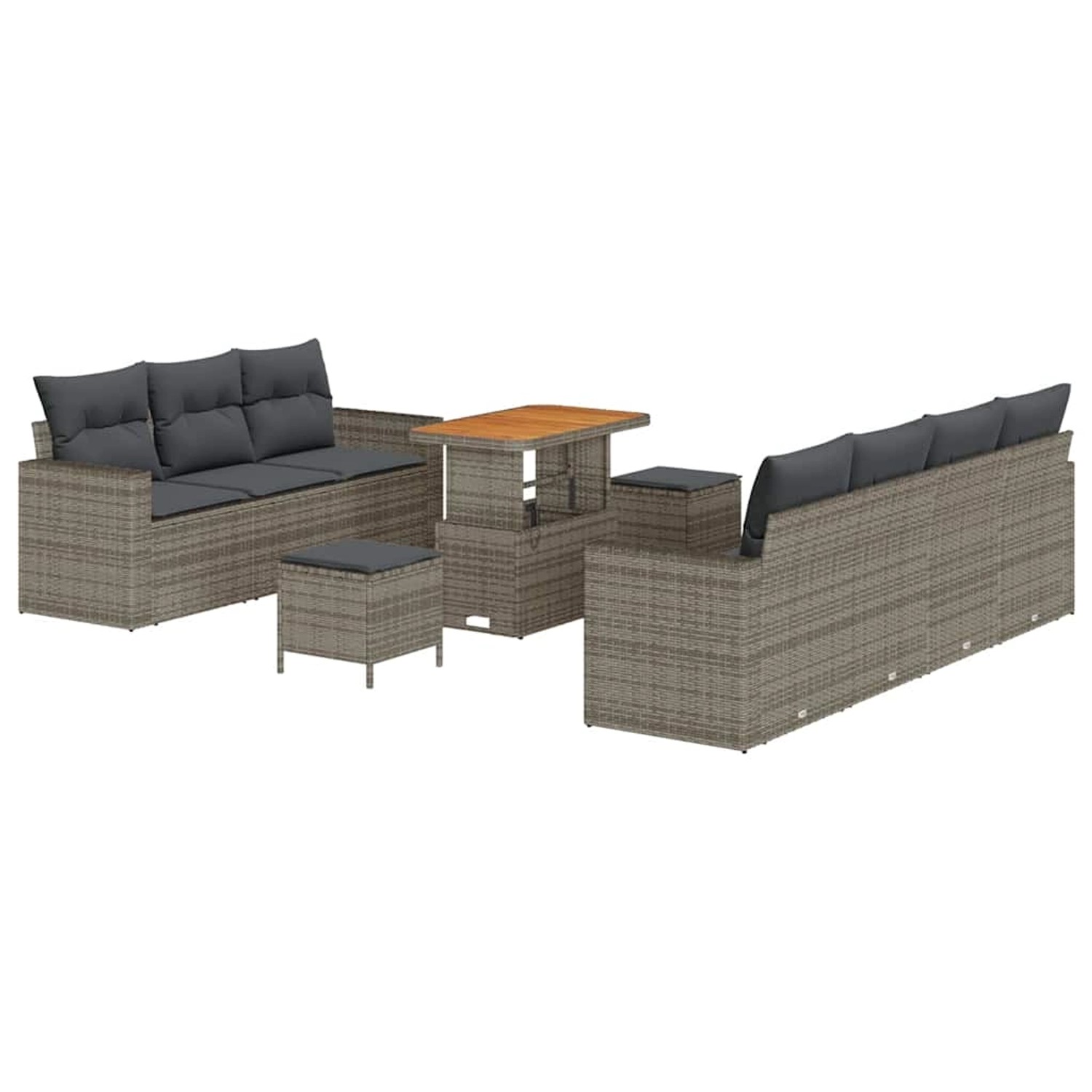 vidaXL Garten-Sofa-Set 10-Tlg Grau Poly Rattan 3361583 günstig online kaufen