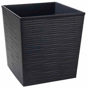 Quadratischer, graphitfarbener Siena Garden Pflanzkübel Biron mit Rillenoptik, 30x30x31 cm.