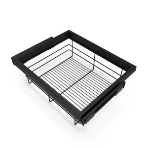 Emuca Set aus Drahtkorb- und GleitrahmenSet mit Sanftem Schließen für Kleiderschrank Verstellbar Modul 600 mm SteinGrau