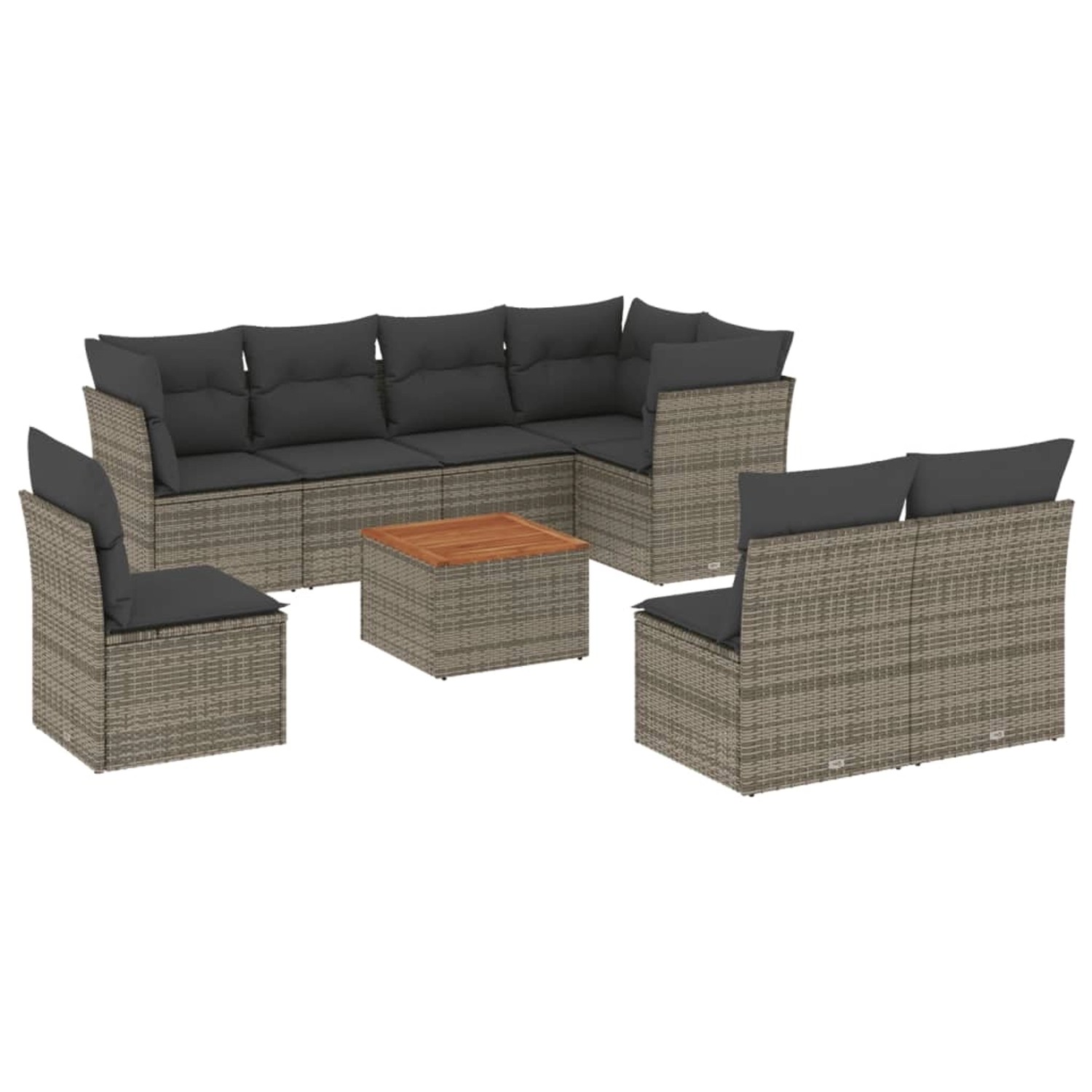 vidaXL 9-Tlg Garten-Sofagarnitur mit Kissen Grau Poly Rattan 3256018 günstig online kaufen
