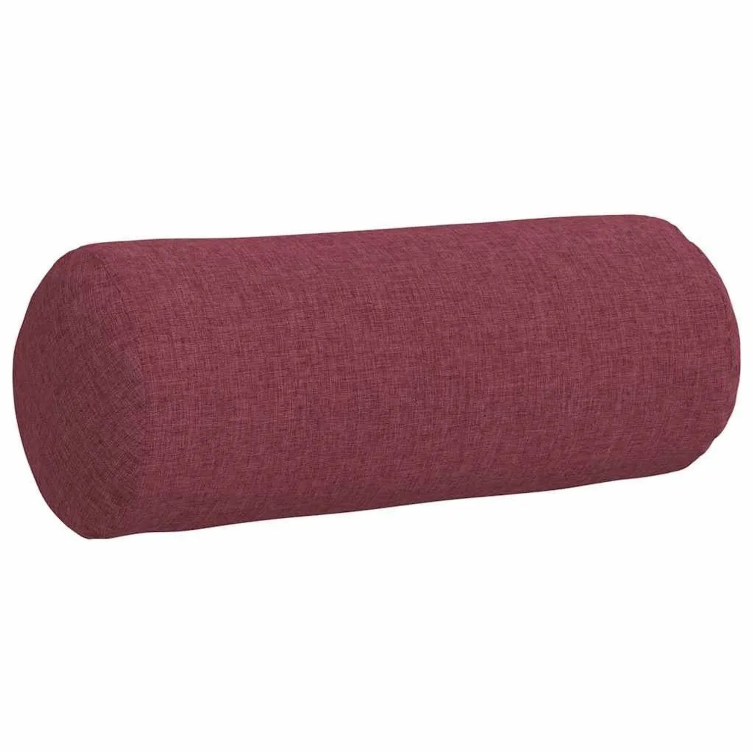 Weinrotes vidaXL Bolsterkissen aus Stoff, zylindrisch, mit feiner Webstruktur. Abnehmbarer Bezug, Ø 15x40 cm.