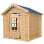 Timbela Kinderspielhaus M570M-1 aus Holz mit blauem Dach, Tür und Fenster. Ideal für den Garten.