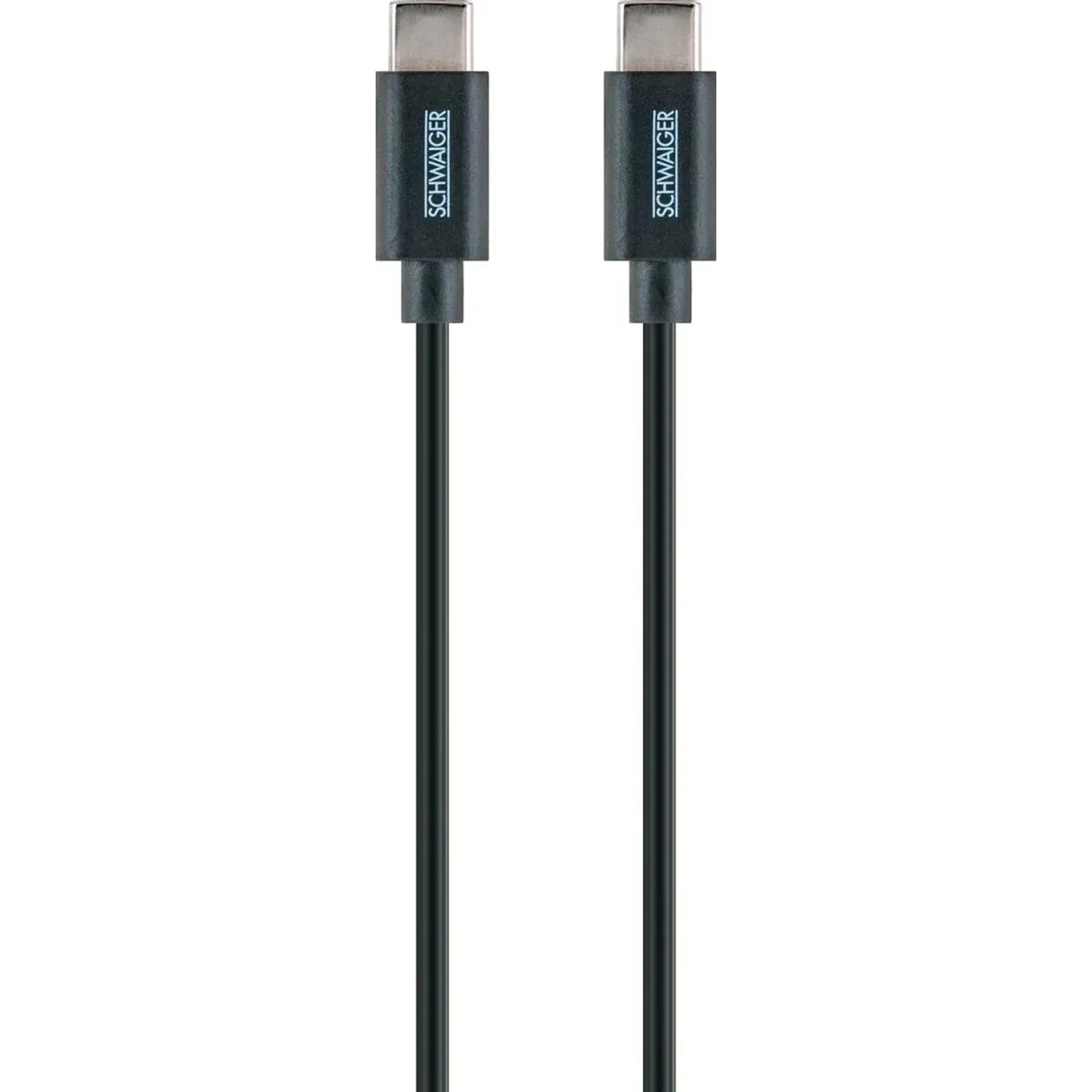 Schwaiger USB-C Kabel, 2m, schwarz, zum Laden und Synchronisieren von Geräten.