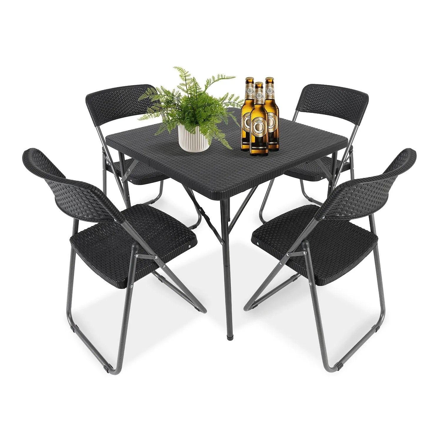 Sekey Garten Essgruppe PE Rattan Gartenmöbel Set für 4 Personen