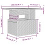 Maße der braunen vidaXL Garten-Sofagarnitur aus Rattan mit Kissen, Detailansicht.