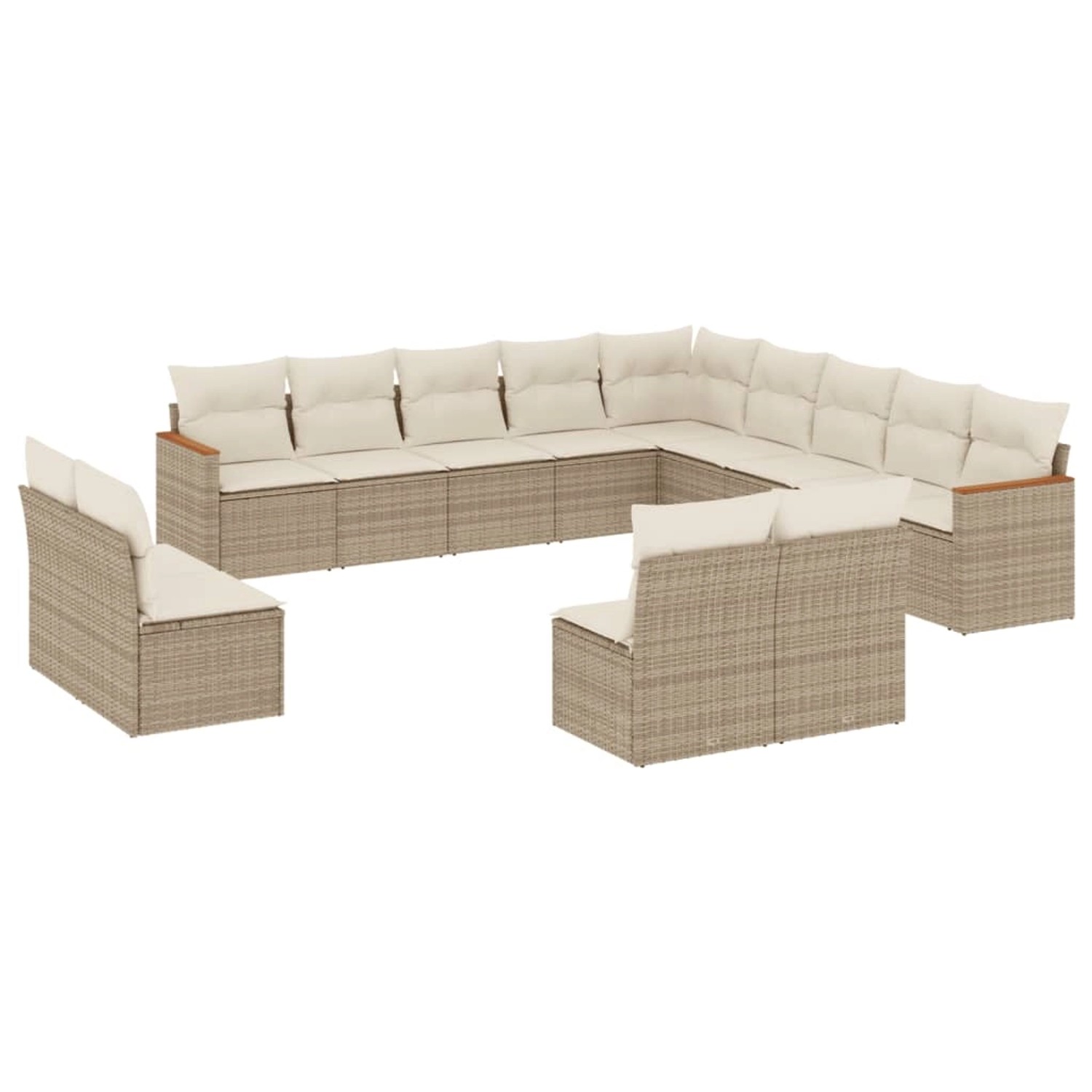 vidaXL 13-Tlg Garten-Sofagarnitur mit Kissen Beige Poly Rattan 3258887 günstig online kaufen