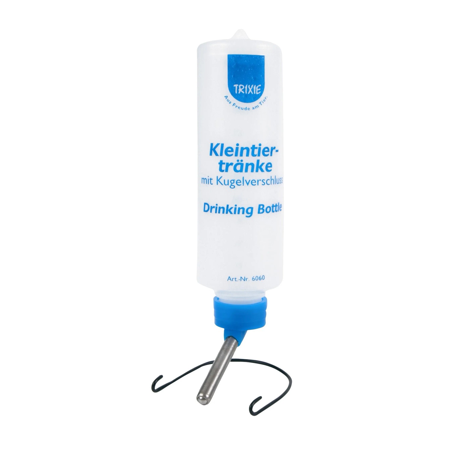 Trixie Kleintiertränke 250ml mit Drahthalter und Kugelverschluss.