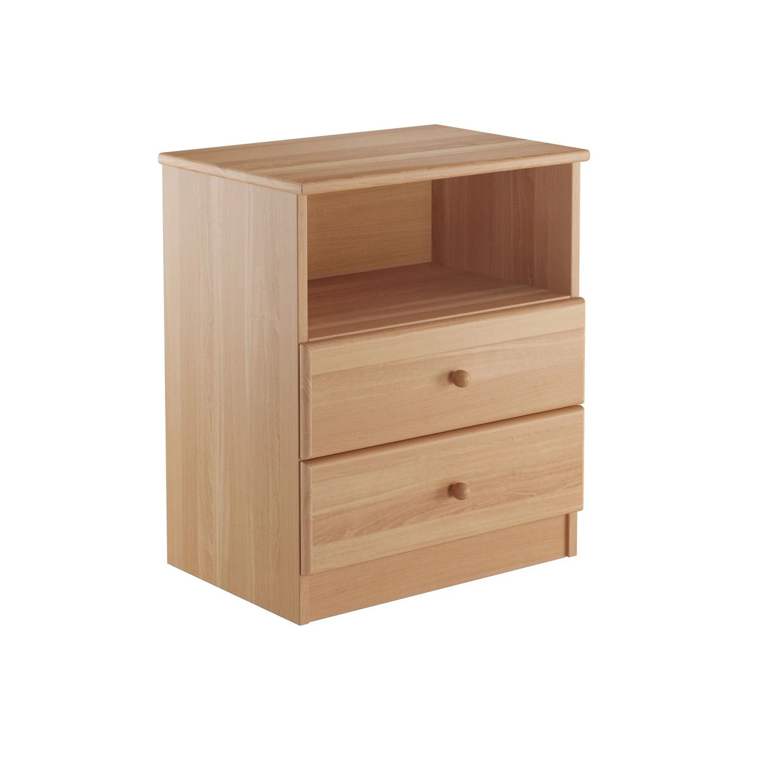 Erst-Holz Hohe Nachtkonsole Buche Nachttisch mit Zwei Schubladen Offenes Fach