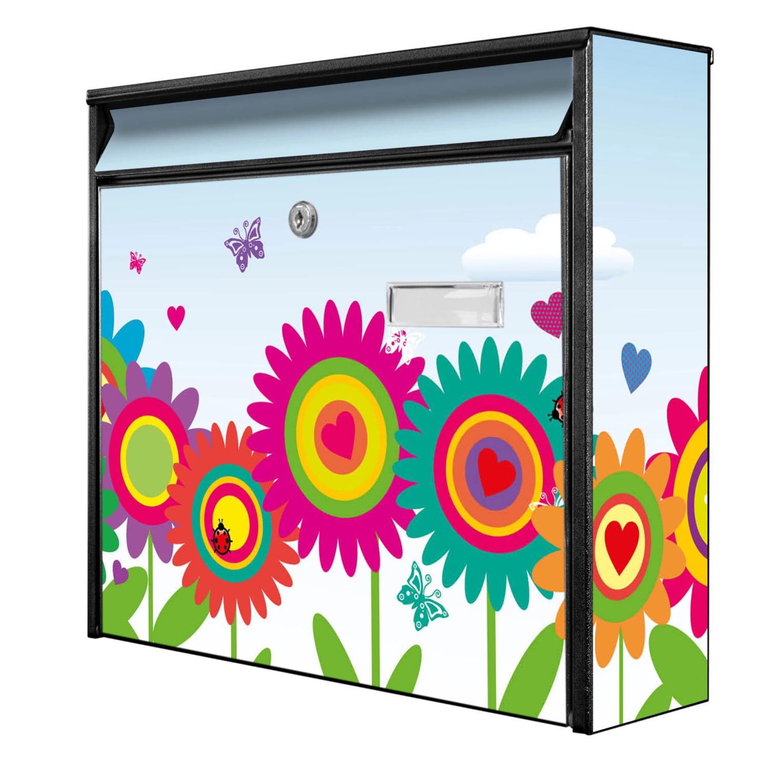 Banjado Briefkasten Schwarz 36.2x32.2x10cm Groß / Inkl. Montagematerial & 2 günstig online kaufen