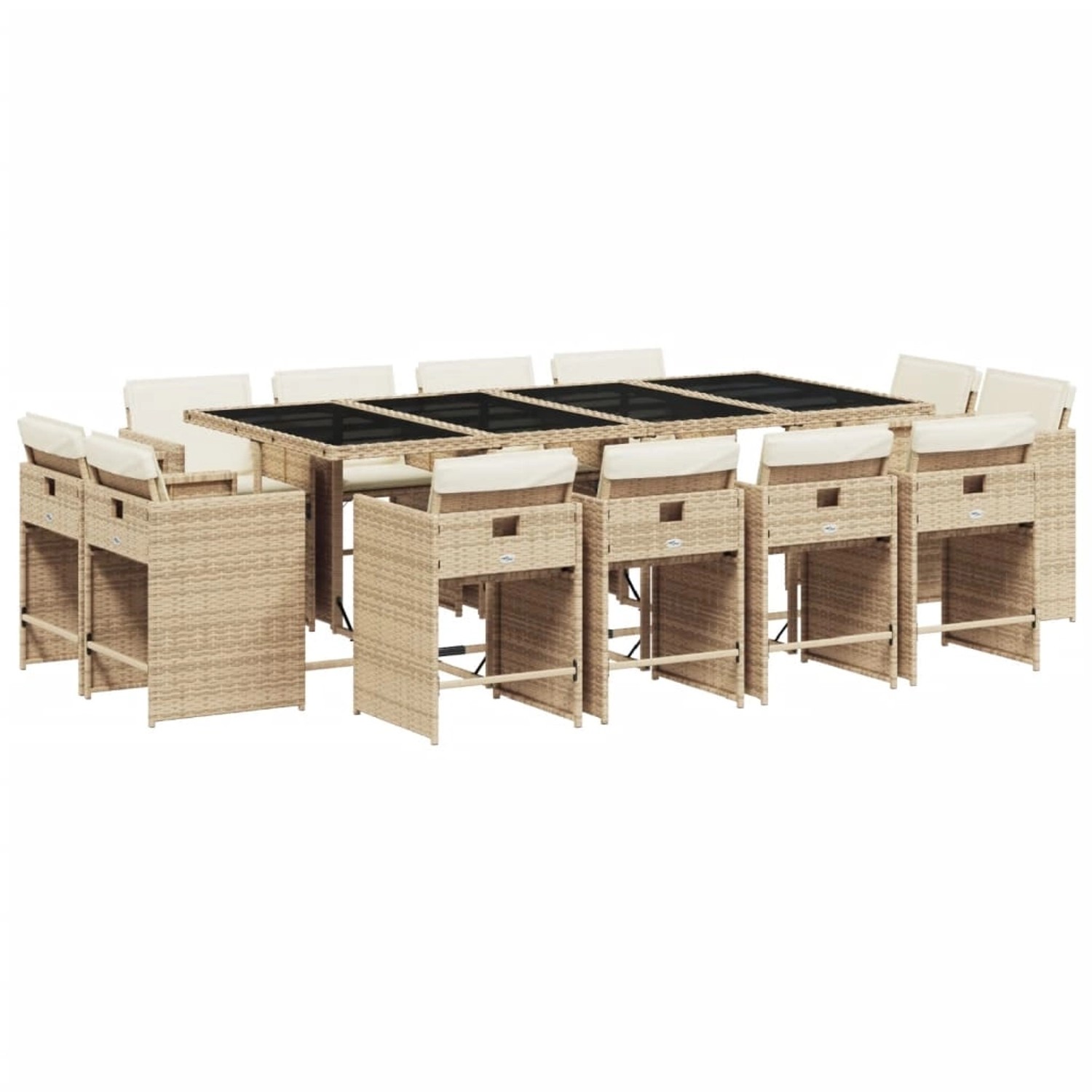 vidaXL 13-tlg Garten-Essgruppe mit Kissen Beige Poly Rattan Modell 2 günstig online kaufen