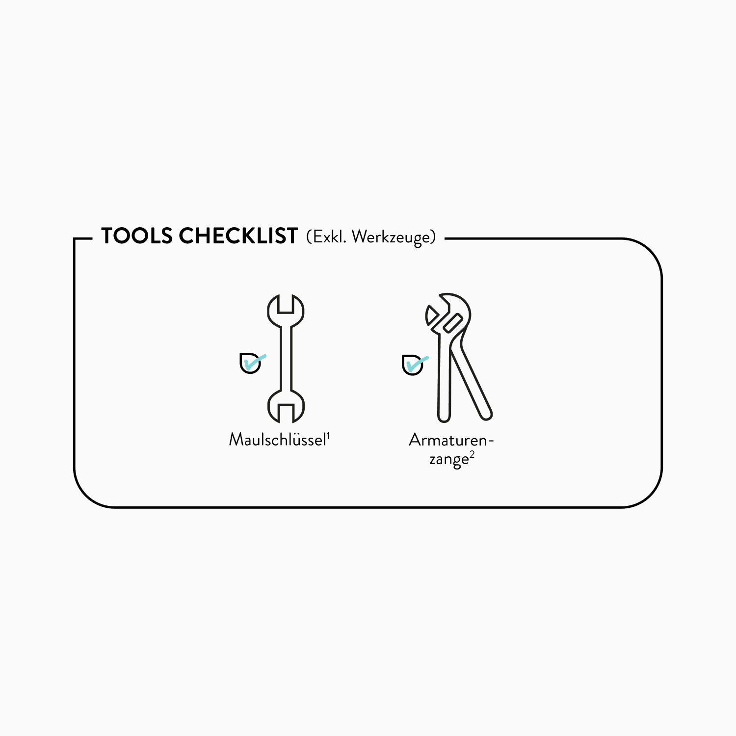 Werkzeug-Checkliste für Duscharmatur-Installation: Maulschlüssel und Armaturenzange.