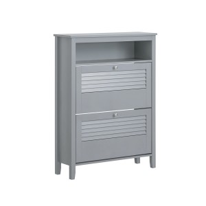SoBuy Schuhkipper Schmal Schuhschrank mit 2 Klappen für Diele Hellgrau FSR152-HG