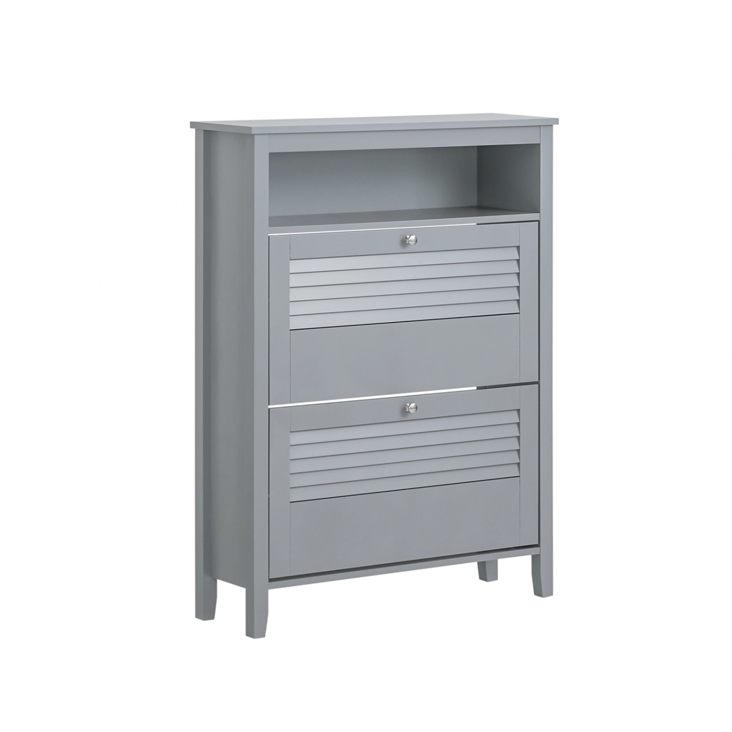 SoBuy Schuhkipper Schmal Schuhschrank mit 2 Klappen für Diele Hellgrau FSR152-HG