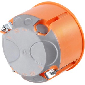 Orangefarbene, winddichte Hohlwanddose, 47 mm tief, im 25er-Set.