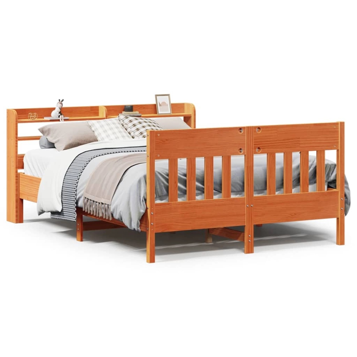 vidaXL Massivholzbett ohne Matratze Wachsbraun 135x190 cm Kiefernholz 33070 günstig online kaufen