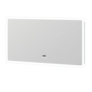 Rechteckiger Badspiegel 160x80cm mit dimmbarer LED-Beleuchtung, digitaler Uhr, Touch und Anti-Beschlag-Funktion.