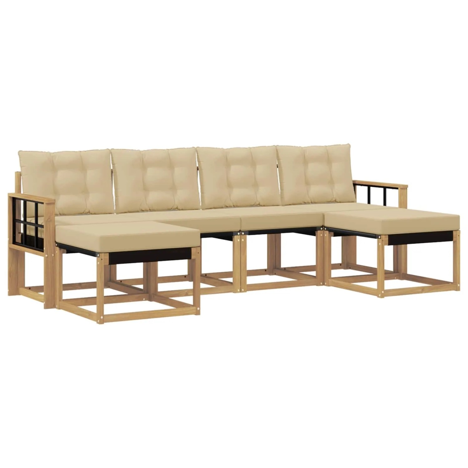 vidaXL Outdoor-Sofagarnitur mit Kissen 6-Tlg Weiß und Beige 3389747
