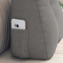 Taupe Rückenkissen (45x24x50 cm) aus Stoff mit Handytasche. Bequemes Kissen für Bett oder Sofa.
