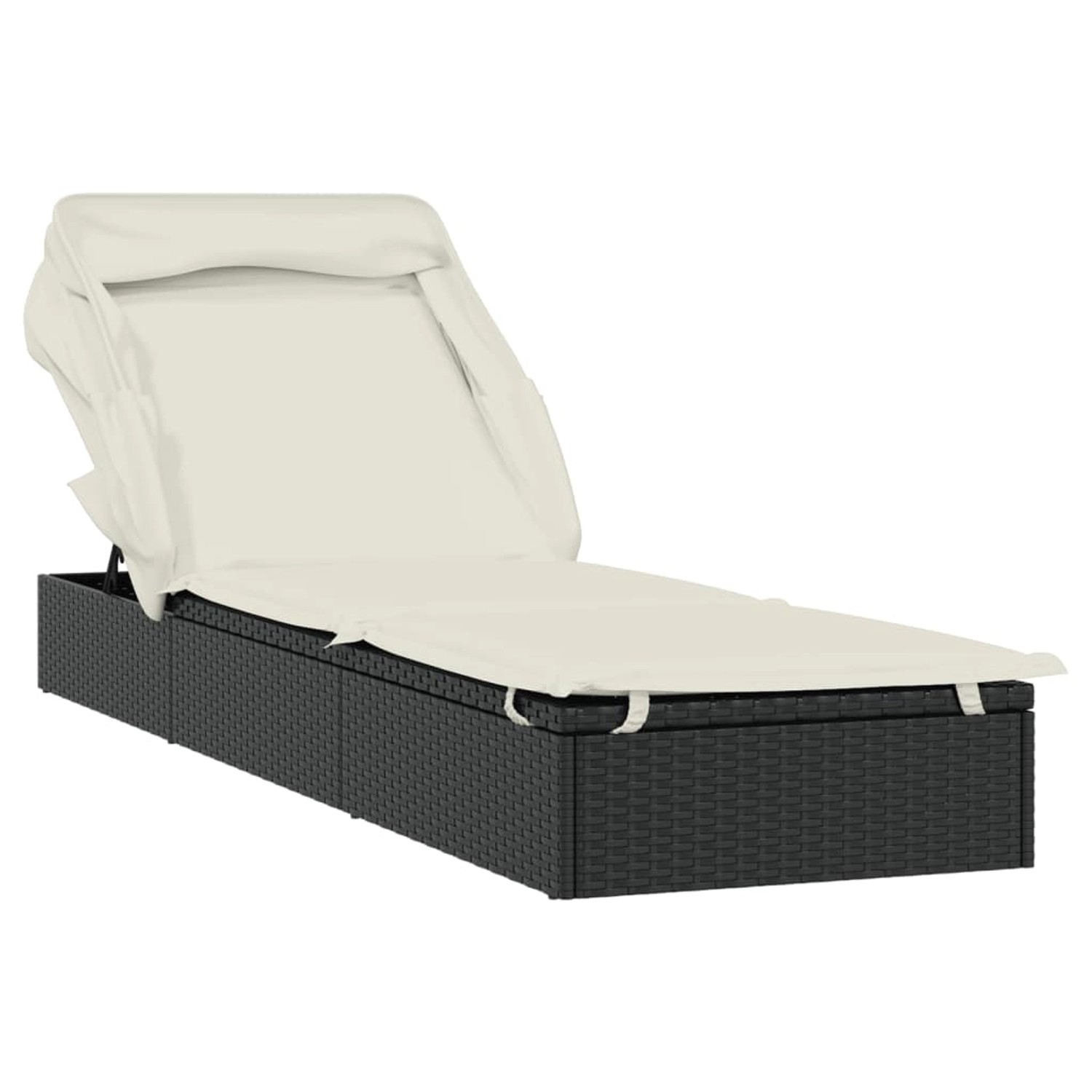 vidaXL Sonnenliege mit Faltdach Schwarz 213x63x97 cm Poly Rattan 319638 günstig online kaufen
