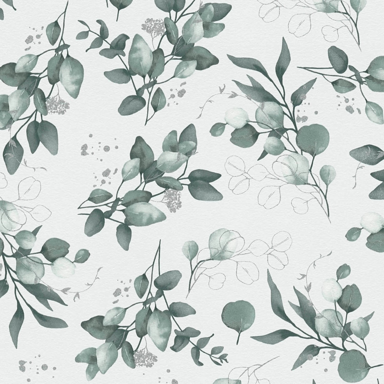 PROFHOME 397682-GU Landhaus Tapete Floral Glanzeffekt Weiß Grün Silber 0,53 günstig online kaufen