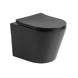 Verosan Wand-WC Nakia, spülrandlos, schwarz matt, inkl. WC-Sitz. Modernes Hänge-WC für das Badezimmer.