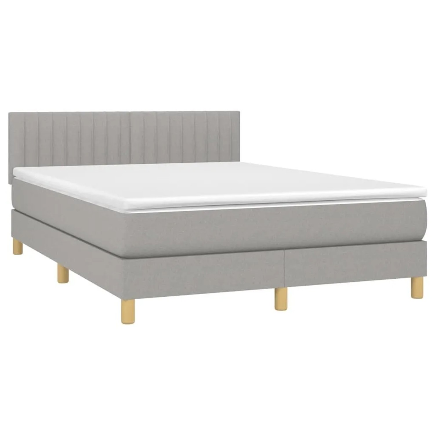 vidaXL Boxspringbett mit Matratze & LED Hellgrau 140x200 cm Stoff 3133877 günstig online kaufen