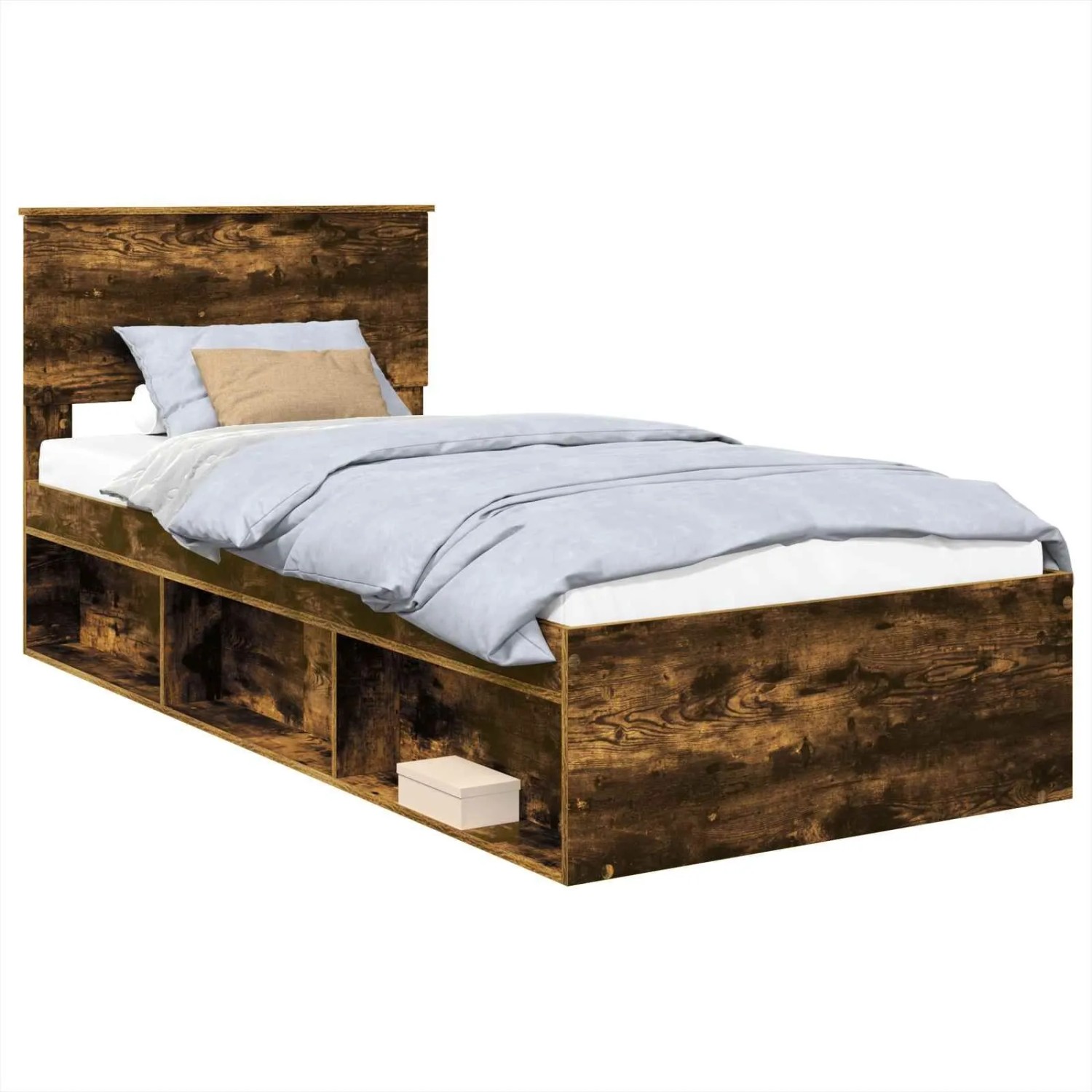 vidaXL Bettrahmen Geräucherte Eiche 90 x 200 cm Holzwerkstoff 3407935