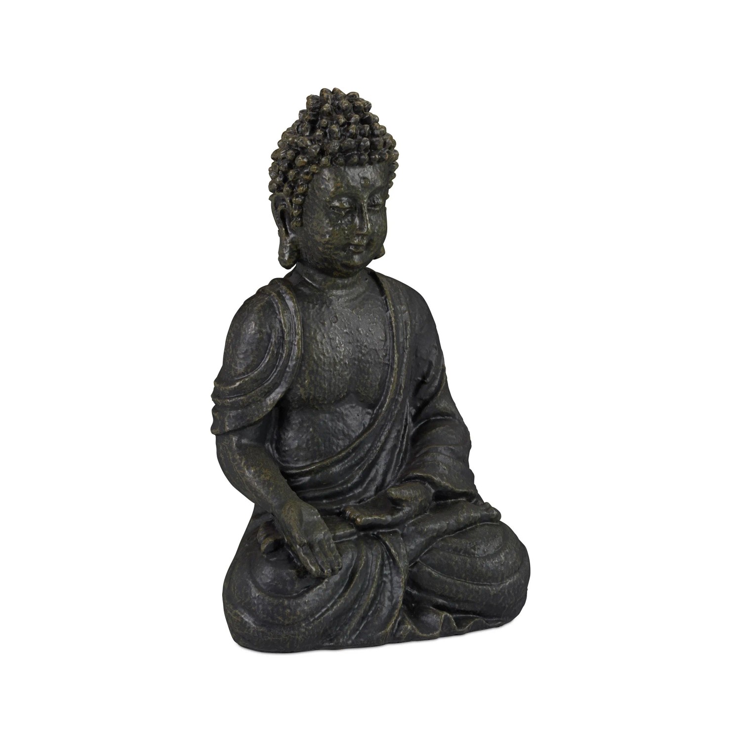 Relaxdays Buddha Figur Polyresin Dunkelgrau Sitzend Feuchtigkeitsresistent 18 cm x 10 cm x 8 cm 0,21 kg