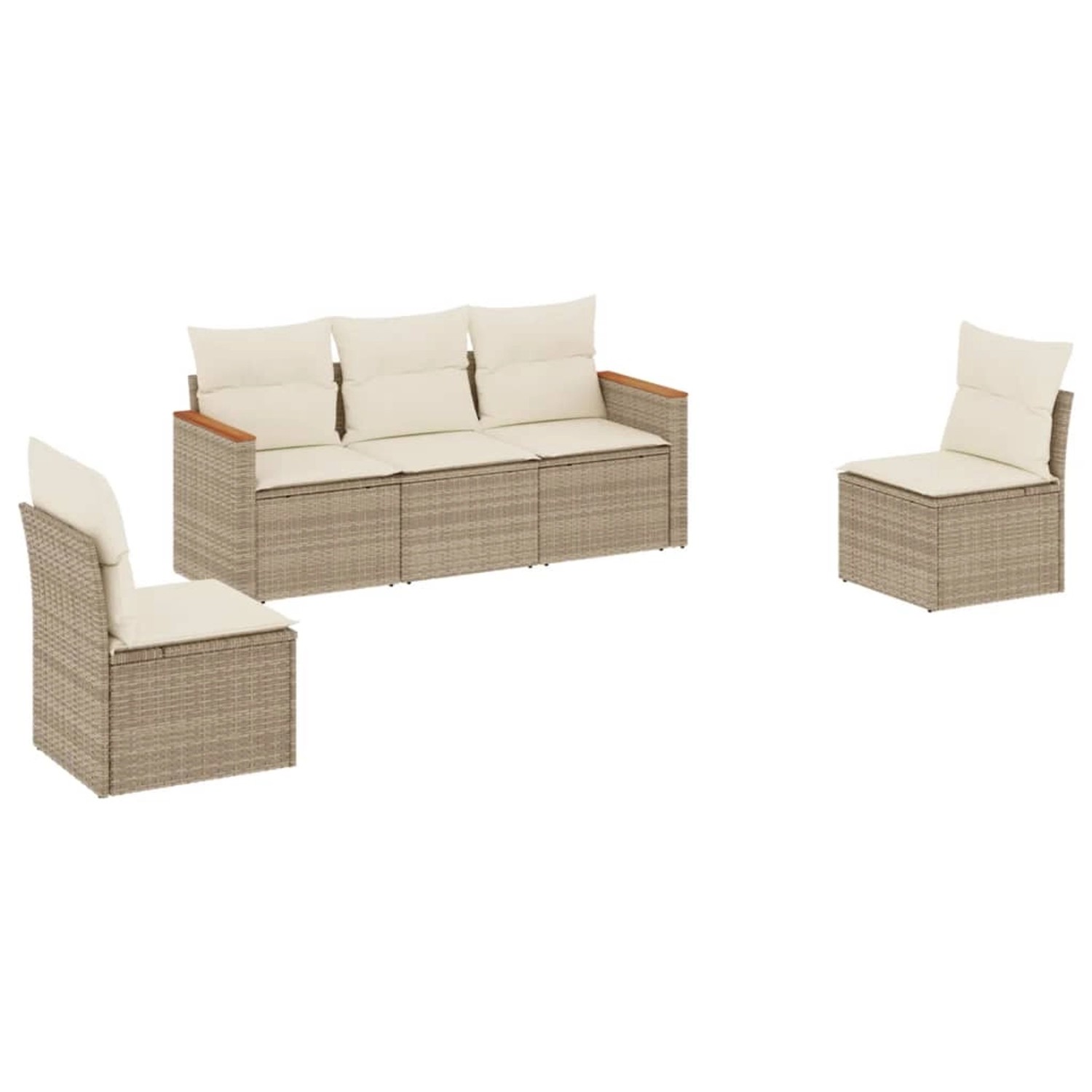 vidaXL 5-tlg Garten-Sofagarnitur mit Kissen Beige Poly Rattan Modell 81 günstig online kaufen