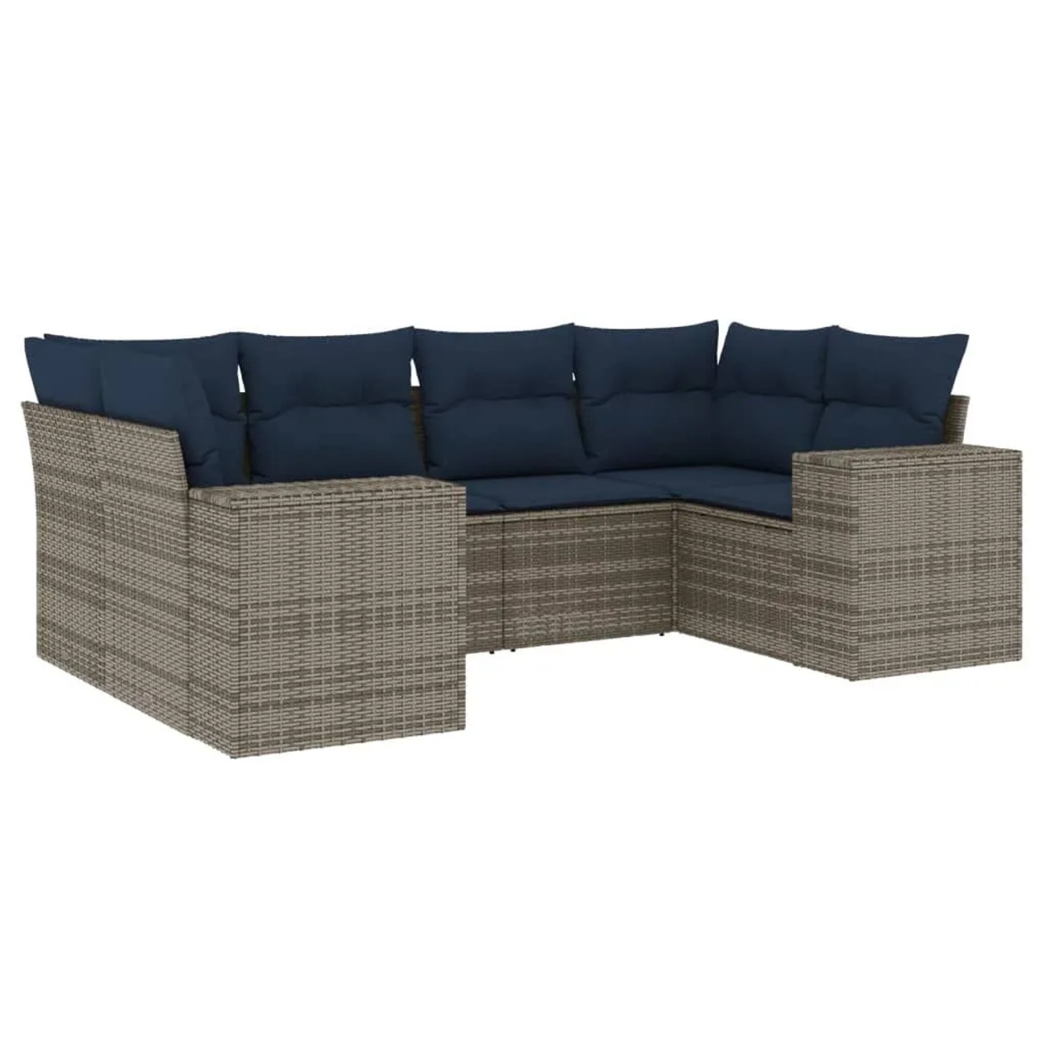 vidaXL 6-Tlg Gartensofa-Set mit Kissen Grau Polyrattan 3222980 günstig online kaufen