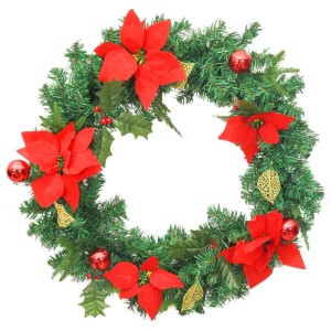 vidaXL Weihnachtskranz mit LED-Leuchten Grün 60 cm PVC 321517