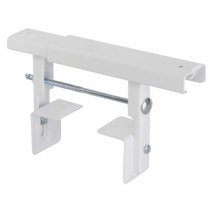Weiße OBI Flachheizkörperkonsole zur Anbringung von Regalböden über Heizkörpern.