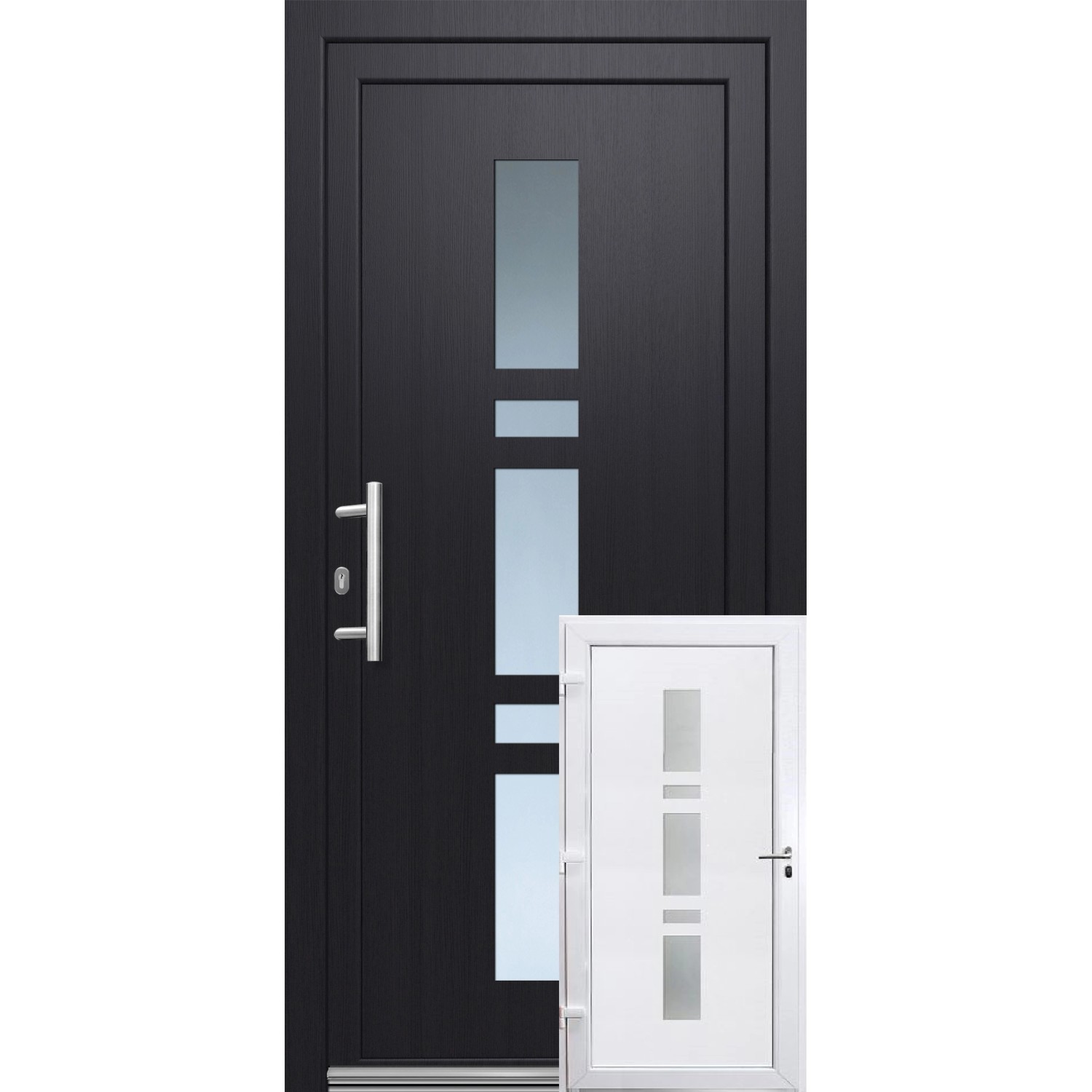 Premium Kunststoff-Haustür SMK 017 Anthrazit-Weiß 110 cm x 210 cm DIN L günstig online kaufen