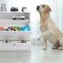 Relaxdays Futterschrank Hunde MDF Edelstahl Weiß Silber Mit Kippfach Kippschutz 68 cm x 60 cm x 33 cm 18,2 kg_3