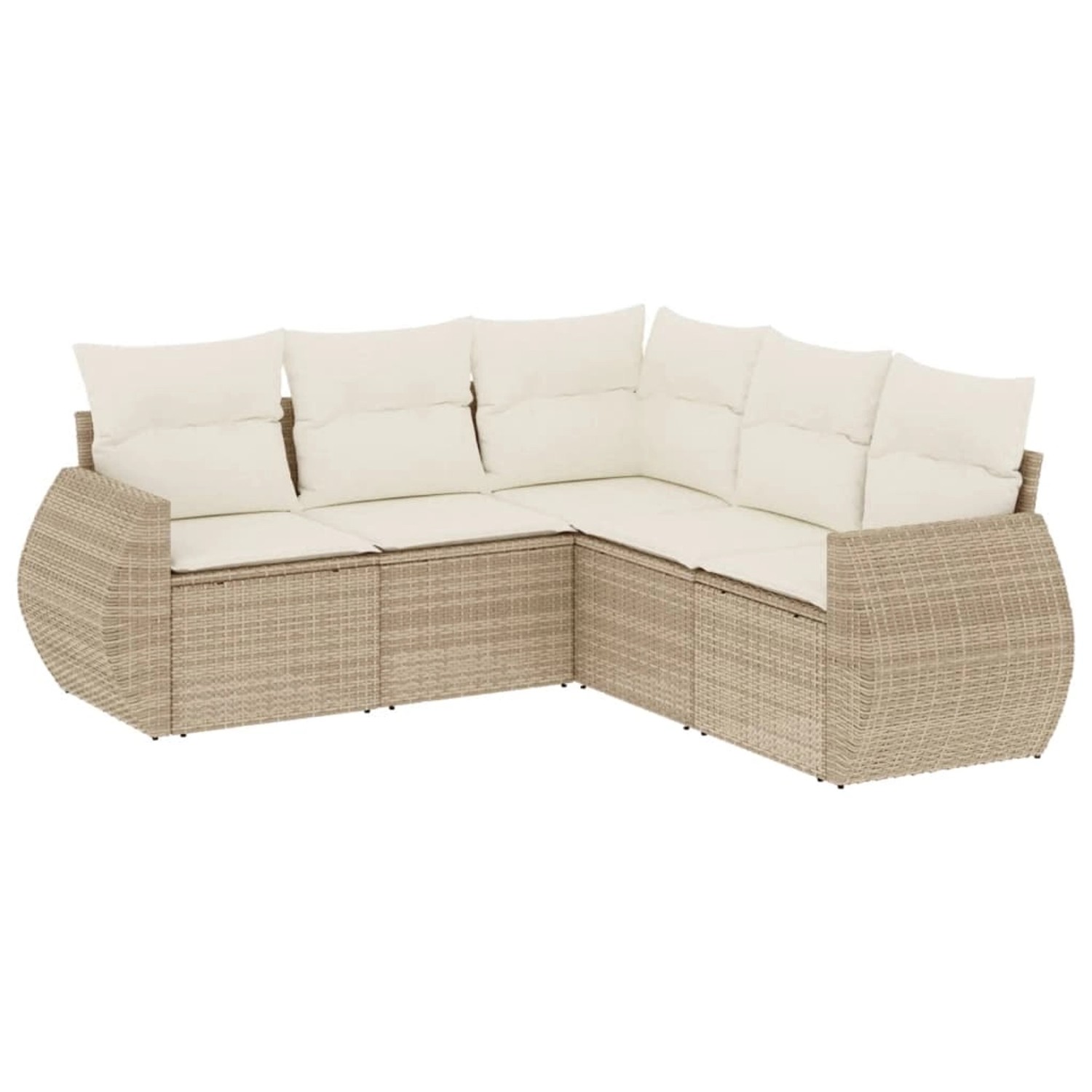 vidaXL 5-Tlg Garten-Sofagarnitur mit Kissen Beige Poly Rattan 3253685 günstig online kaufen